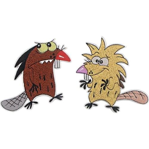 ZF902 1pcs Cute Animal Little Beaver Cartoon Clothing Applications Patches On Clothes Iron Embroidered Patch For Backpack Badge