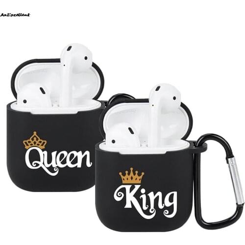 Couple King Queen Silicone Headphones Case For Apple Airpods 1/2 Anti-fall Headphone Cover Wireless Charging Earphone Protector