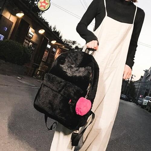 Plush Backpack High Quality Small Fresh Exquisite Woman Bags Mochilas Mujer Solid Color Large Capacity Girls Travel Backpacks