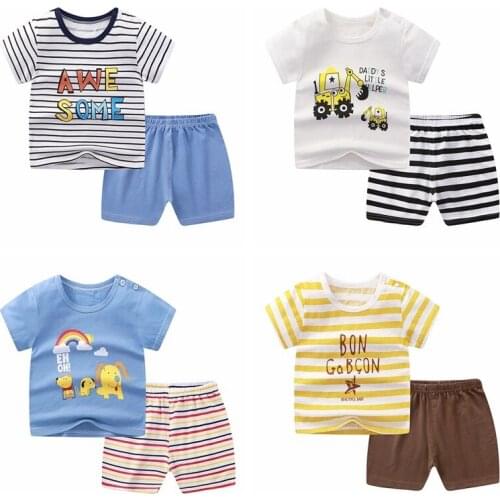 Baby Casual Suit Summer New Kids Boys Short Sleeve Top 2pcs Toddler Girls Sports Shorts Set Children Clothing Two Piece Sets