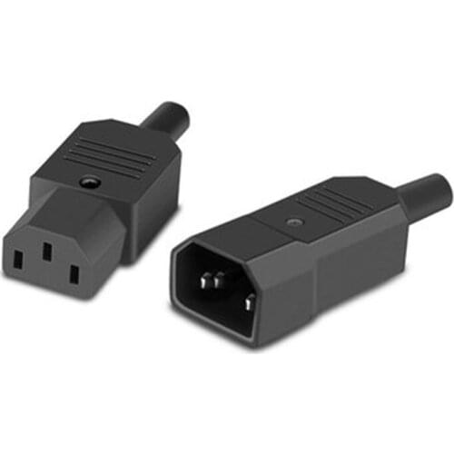IEC Straight Cable Plug Connector C13 C14 10A 250V Black female male Plug Power Connector 3 pin AC Socket