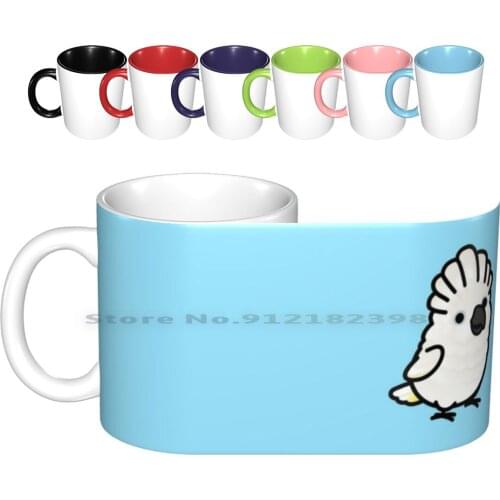 Chubby Umbrella Cockatoo Ceramic Mugs Coffee Cups Milk Tea Mug Cockatoo Umbrella Cockatoo Bird Birb Birblr Chubby Birds Chubby