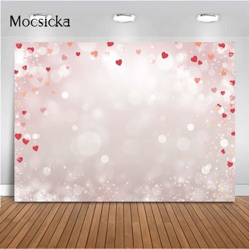 Love Heart Valentines Day Backdrop Spot Bokeh Romantic Photography Background Wedding Bridal Shower Lover Decoration Banner