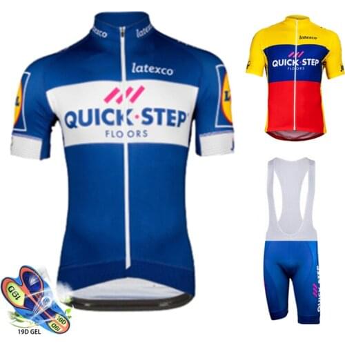 2019 Blue Quickstep Cycling Clothing Bike Jersey Quick Dry Bicycle Clothes Mens Summer Team Cycling Jerseys 19D Bike Shorts Set
