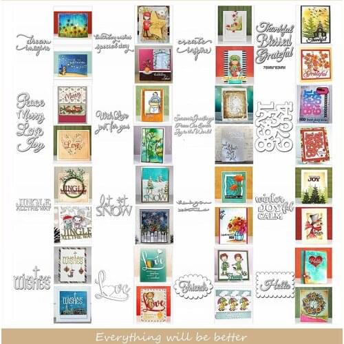 Mixed Phrase Words Element Special Day Number 1-9 Metal Cutting Dies Diy Scrapbooking Paper Card Crafts Album Embossing Dies New
