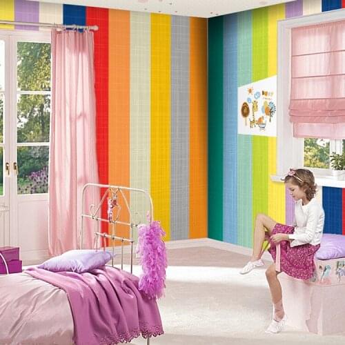 Bedroom Study Childrens room color bars large modern minimalist cartoon seamless wallpaper mural custom size