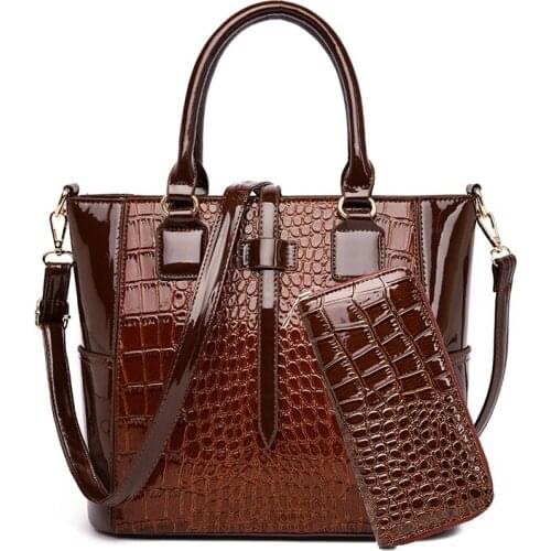 Retro Alligator Bucket Bag Women Crocodile Pattern Handbags Capacity Casual Shoulder Messenger Bags Ladies PU Purse bolsa femina