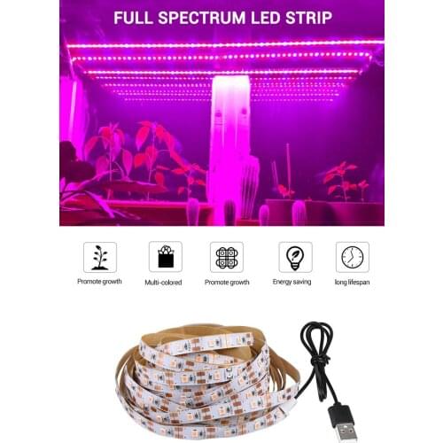 USB LED Grow 5V Light 0.5m 1m 2m 3m 4m 5m Strip Full Spectrum 2835 LED Strip For Indoor Plant Growing Light