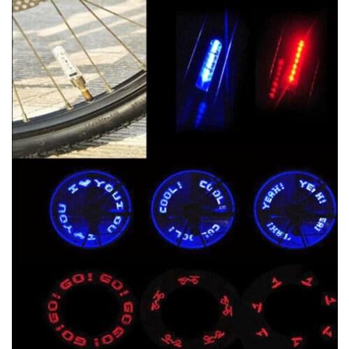 LED Bike Bicycle English Letters Lamp Tire Tyre Wheel Valve Flash Light Neon Multi red or blue English letters and automatically