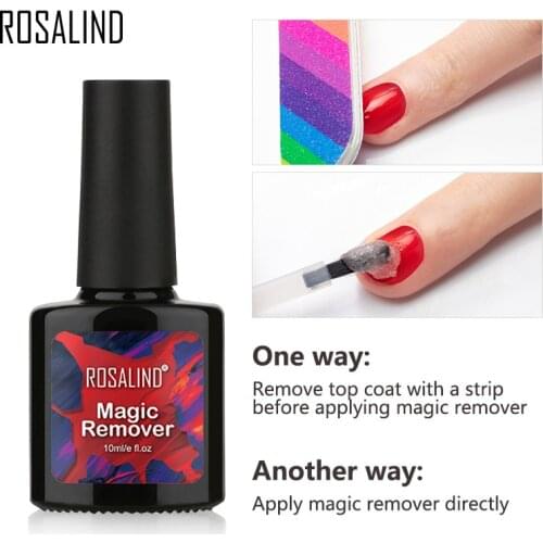 ROSALIND 10ml Magic Remover Nail Gel Polish For Manicure Fast Clean Within 2-3 MINS UV Gel Nail Polish Remover Base Top Primer