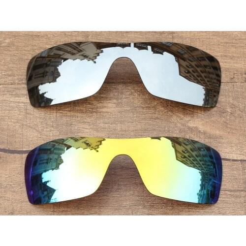 Vonxyz 2 Pieces Chrome Mirror & 24K Mirror Polycarbonate Replacement Lenses for-Oakley Batwolf Frame