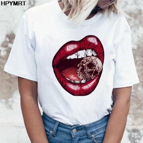 Scary skull Printed T Shirt Women Summer Harajuku Tshirt White Casual Plus Size Streetwear Fashion T-shirts Female tops clothing