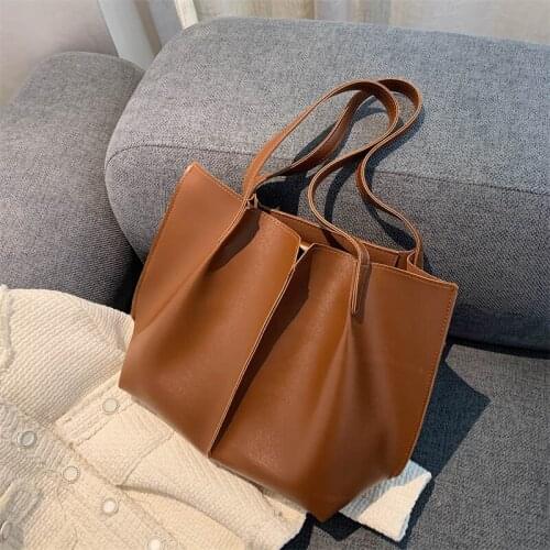 Womens Soft Pu Leather Tote Vintage Shoulder Bag Brand Desig 2 Piece Set Stylish Handbag With Top Handle Bags Bolsa Feminina