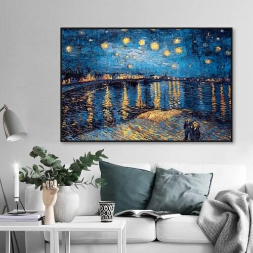 ZYGALLOP Van Gogh Starry Night Print Canvas Poster Classic Abstract Oil Painting Wall Art Modern Room Decoration Wall Painting