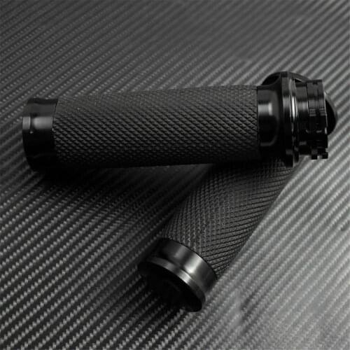 1 Pair Universal Motorcycle 25mm Black Aluminum Rubber Handle Bar Hand Grips Fit For Harley 883 1200