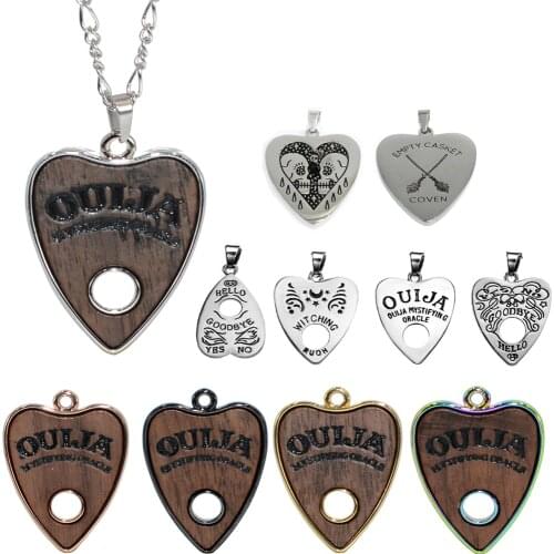 1Pc Gothic Ouija Heart Pendant Necklace with 24" Chain Board Planchette Punk Choker Fashion Necklace Satanic Witch For gift