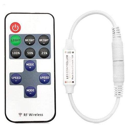 100PCS DC5-24V LED Strip Single Color Controller 11keys RF Remote Controller Wireless Dimmer for 3528 2835 5050 LED Tape Strip