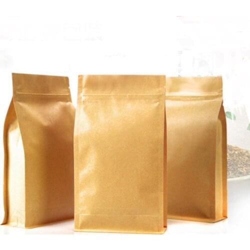 12*22+6 1000pcs stand up brown Ziplock kraft paper bags boxes recyclable for wedding/Gift/Food/Candy Package Paper Box