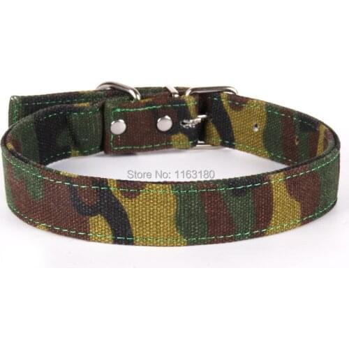 12pcs/lot Fahsion Camouflage Canvas Material Dog Collar Adjustable Puppy Cat Collar for Medium Big Dogs Pet Belt Collar