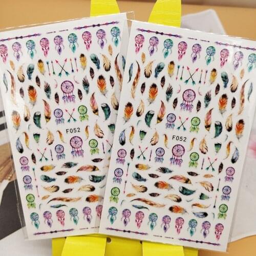 2pcs 3D Nail Sticker Dreamcatcher Feather Nail Art Decorations Design Nails Decals Foil Decoraciones Manicure Tips Accessories