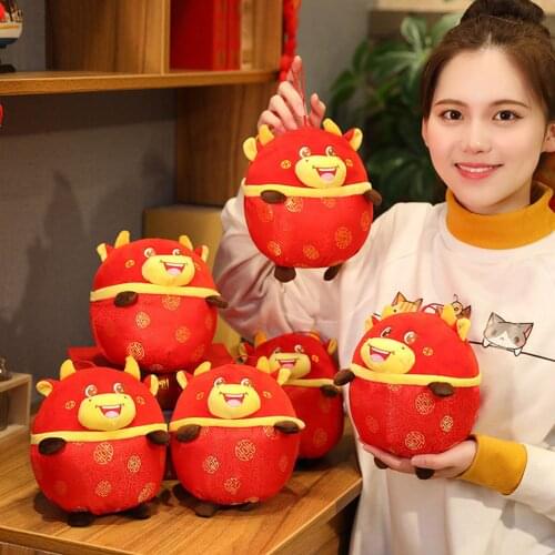 2021 Tang Suit Calf Mascot Cow Plush Doll Soft Toy New Year Party Decor Gift