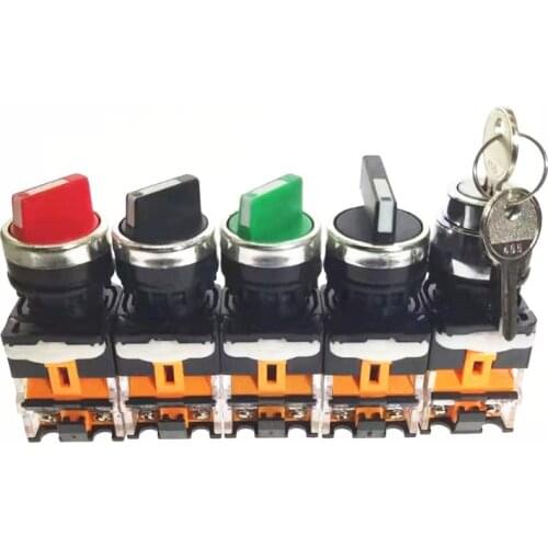 1pc 22mm Self-locking/Self-reset Knob Switch LA38-11X2 20X3 2/3 Positions Rotary Switches 4 screws 10A400V Power Knob Switch