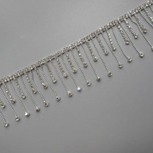 30cm Silver Glass Crystal Chain Bling Rhinestone Trim Metal Ribbon Necklace Decor Wedding Dress Clothing Bag Shoes Accessories