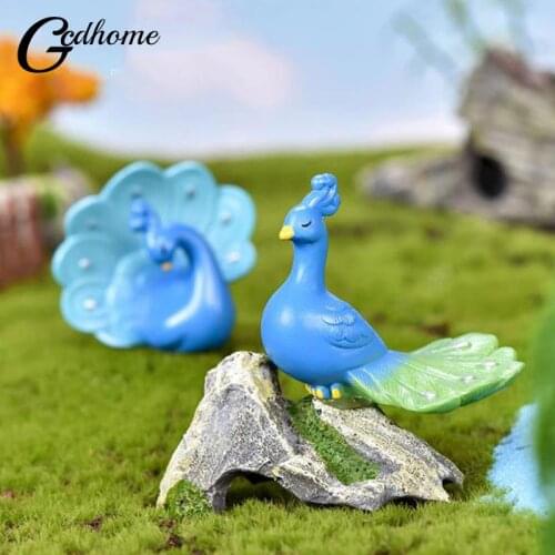 4Styles Mini Animals Craft Garden Micro Landscape Decor DIY Peacock Ornament Figurine