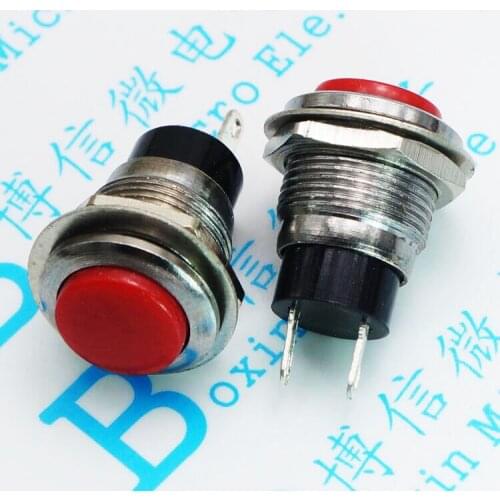 5Pcs/Lot Ds-318 Red Lock-Free Self-Reset Normally Open Push-Button Switch Open Hole 12Mm