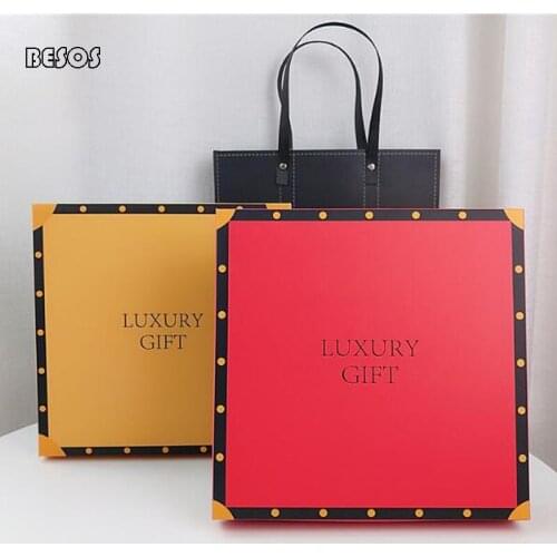 5pcs Fashion Large Orange Red Gilding Embossed Cake Gift Box Party Wedding Activities Candy Biscuit Cardboard Gift Box Gift Bag