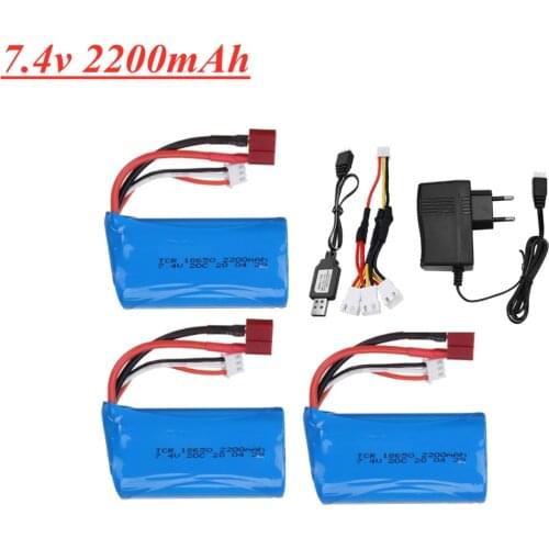 7.4V 2200mAh lipo Battery 18650 for Q46 Wltoys 10428 /12428/12423 RC Car Spare Parts 7.4V 2S battery with charger for toys parts
