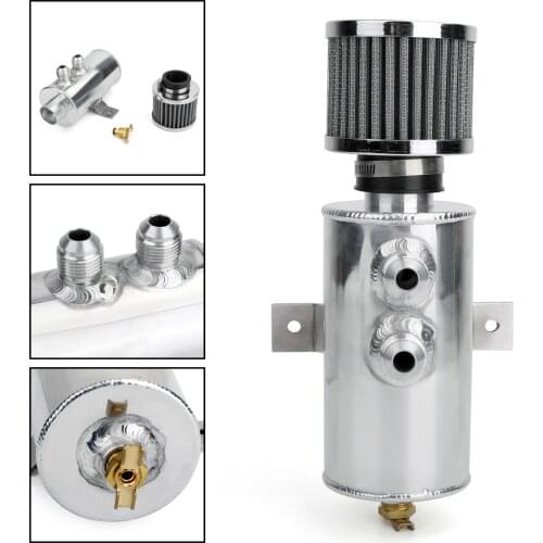Areyourshop Aluminium Engine Oil Catch Can Reservoir Tank Breather Oil Separator Car Parts