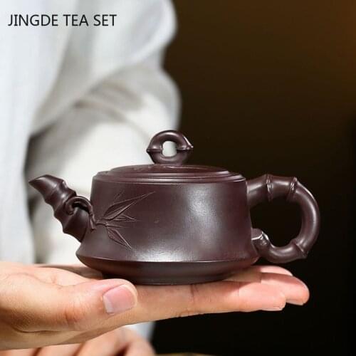 Authentic Yixing Purple Clay Tea Pot Handmade Bamboo Joint Teapot Kettle Chinese Teaware Tie Guanyin Tea Ceremony Gifts 150ml
