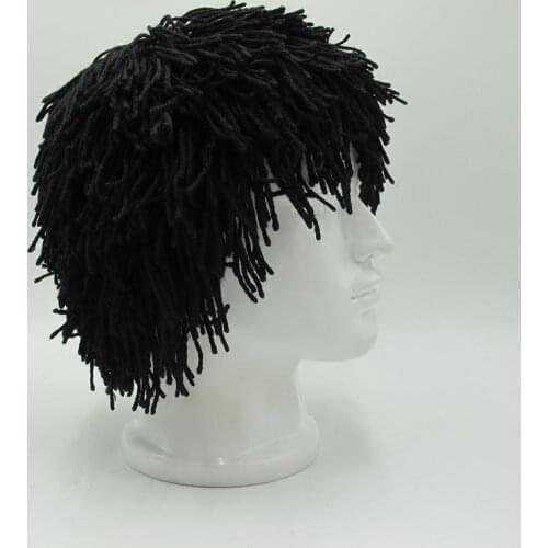Bandana Hobo Caveman Wig Beanie Winter Warm Hat Handmade Knit Skullies Men Women Gorros New Halloween Gifts Funny Caps Christmas
