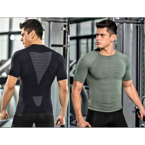 2019 new arrival Mens Quick-drying Breathable Honeycomb Seamless Wet Skinny Short Sleeve Bodysuit