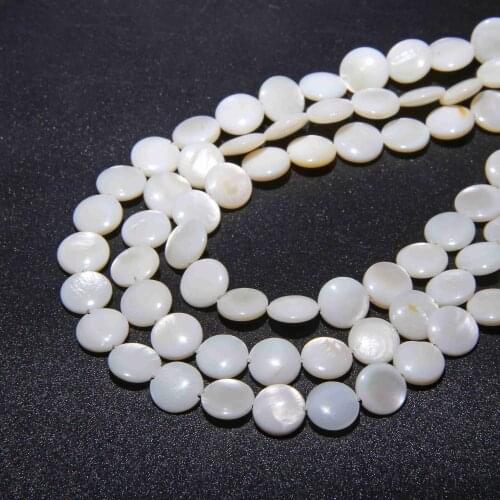 6mm White Natural Mother of Pearl Shell Beads Flat Round Coin Pearl Shell Beads for Jewelry making DIY Necklace Accessories 15"