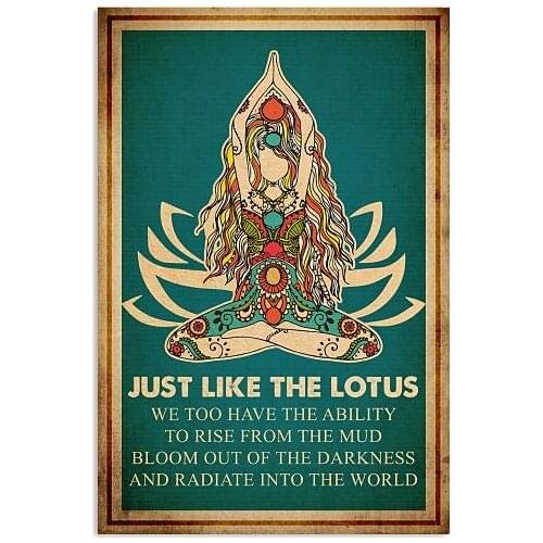 Cartel de hojalata Vintage de Metal de loto, decoración de pared para Bar, póster de 12X8 pulgadas