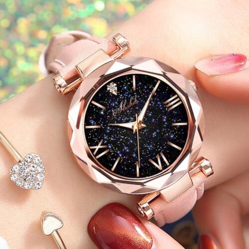 Fashionable New Frosted Leather Strap Women Watch Luxury Starry Dot Roman Scale Rhinestone Ladies Clocks 2020 часы женские Reloj