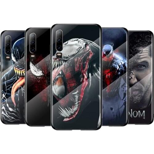 Marvel Venom For Huawei P40 P30 P20 P10 Pro Plus Lite 5G 2019 Tempered Glass Cover Shell Luxury Phone Case