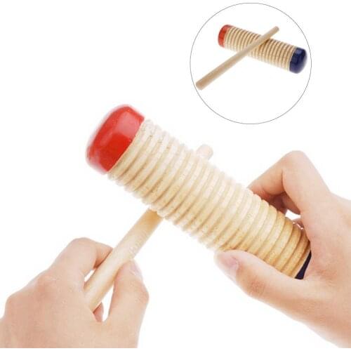 Wooden Guiro Shaker Stick Kids Children Percussion Musical Instrument Rhythm Toy
