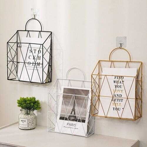Magazine Holder Hanging Wall Mounted Newspaper Periodical Book Document File Organizer Basket Metal Shelf New Arrival