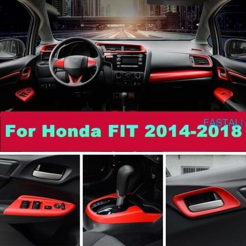 For Honda FIT JAZZ 2014-2018 interior decorative frame steering wheel stickers air outlet center console gear box frame car part