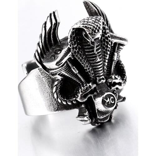 Stainless steel motor biker eagle open ring unique punk rock ring adjustable ring jewelry