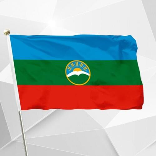 Russia Karachay Cherkessia Flag 90x150cm 3x5ft Banner 120g 100D Polyester Double Stitched High Quality 60x90cm 21x14cm Banner
