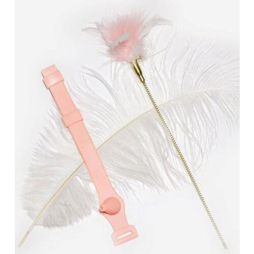 LosFong Toys for Pets Feather collar tease cat stick cat toy can cover ankle to climb table leg