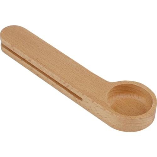 Measuring Spoon 2 In 1 Beech Coffee Tongs Wooden Seal Bag Clip Multifunction Eco-Friendly Long Healthy Tablespoon Handle Scoop