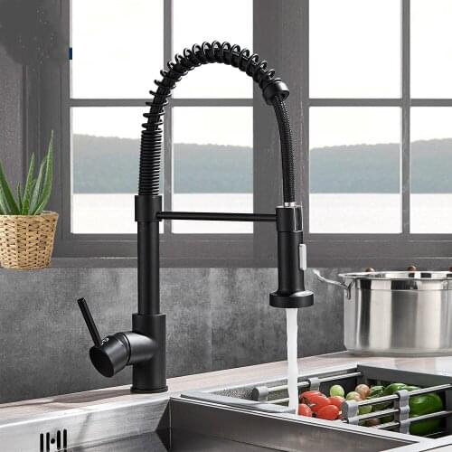Matte Black / Brushed Nickel Kitchen Sink Faucet Pull Down Kitchen Faucet Single Handle Mixer Tap 360 Rotation Mixer Tap