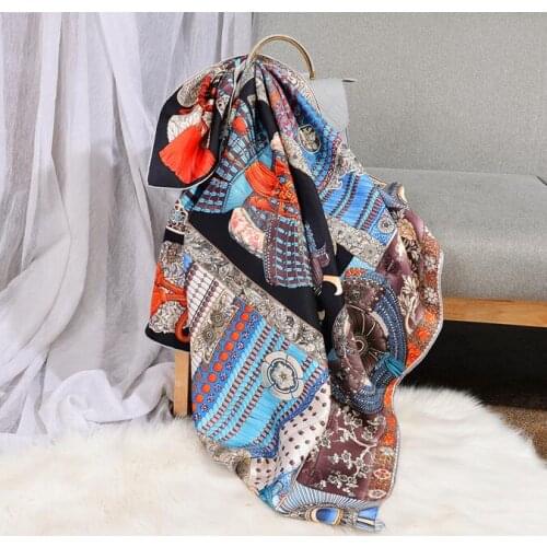 Fashion elegant brand 100% silk scarf 90*90 cm square shawl hand made roll wrap for women lady free shipping