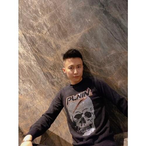 High End Design Mens Women Winter Thickened Luxury Shiny PulloverOversized Hip Hop Skull Rhinestone Slim Sweater Long Sleeve