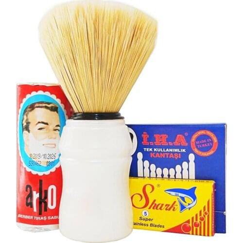 Arko Shaving Soap, Brush, Shark 5 Blades, Bleeding Stopper Shaving Set